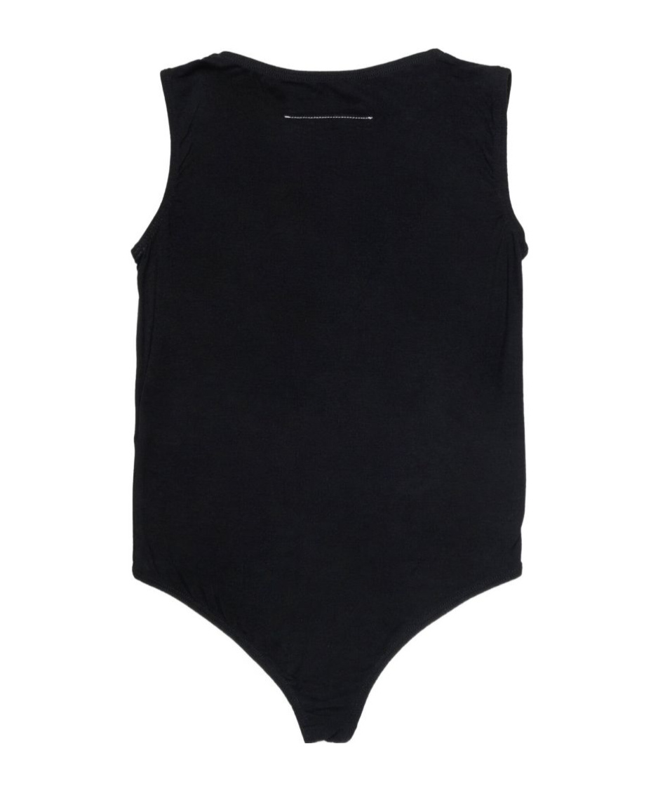 Mm6 Maison Margiela Kids' Stretch Logo Bodysuit In Black