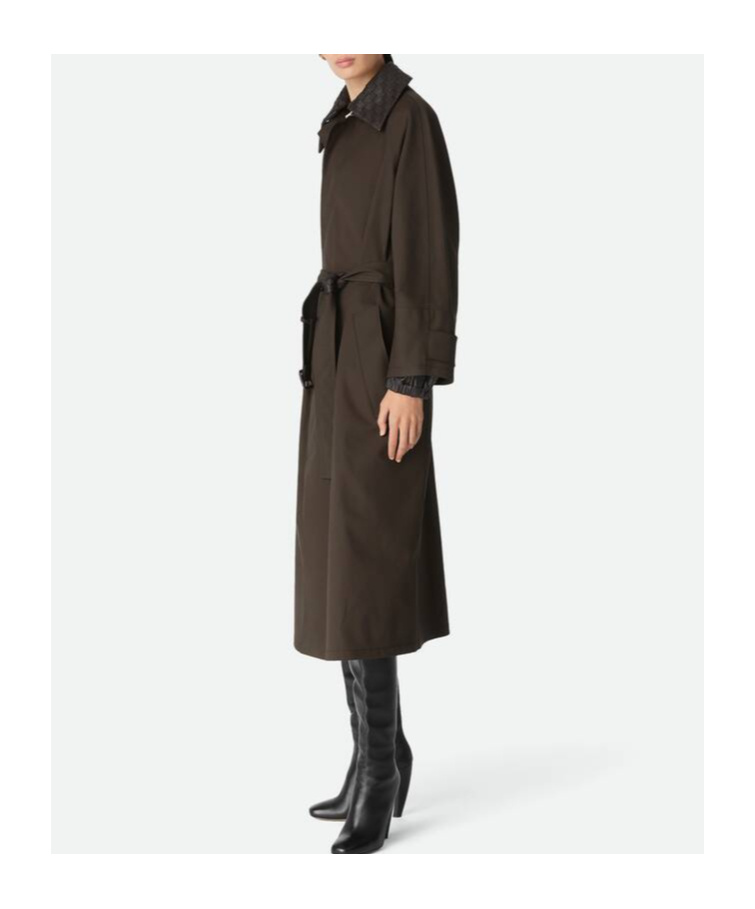 Bottega Veneta Cotton Trench Coat In Brown