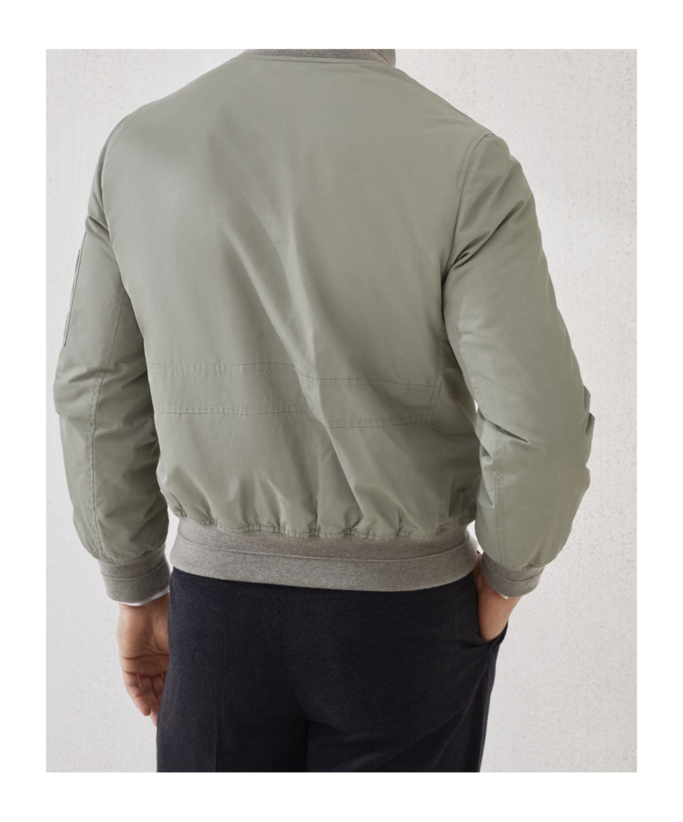 Brunello Cucinelli Zip-fastening Bomber Jacket In Gray