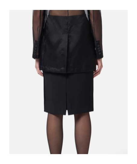 Elisabetta Franchi Satin-trim Crepe Midi Skirt In Black
