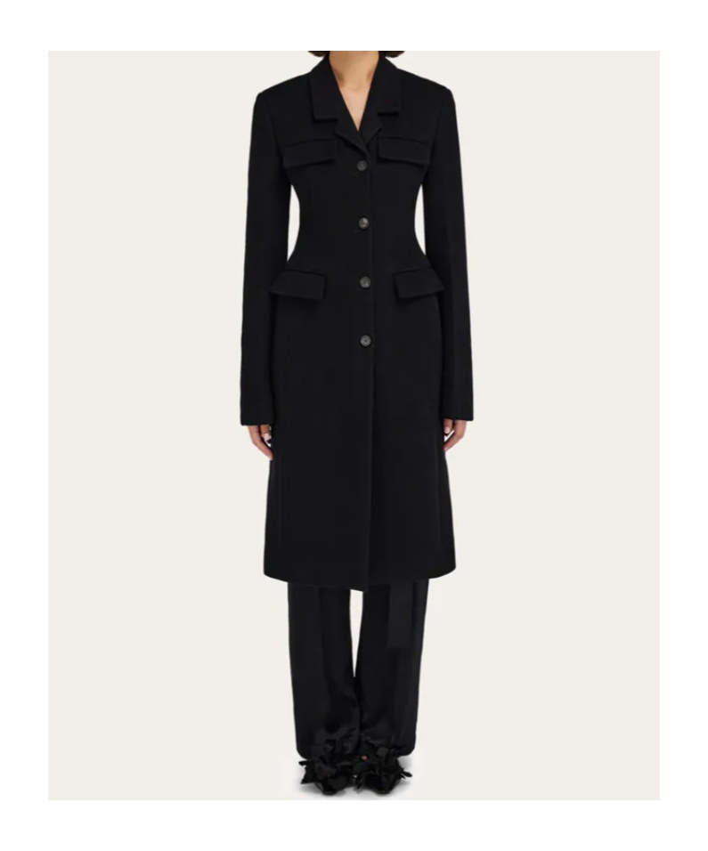 Ferragamo Flap-pocket Single-breasted Coat In Black