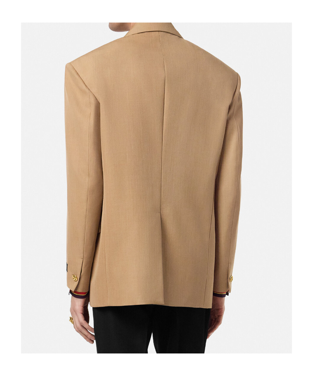 Versace Double-breasted Gold-button Blazer In Brown