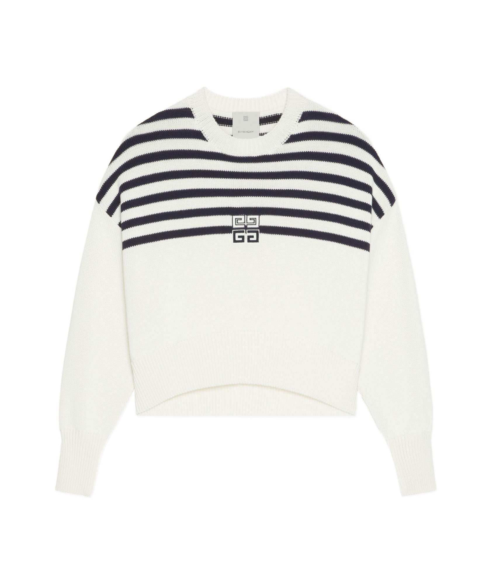 Givenchy 4g Striped Sweater In Wool And Cotton In White