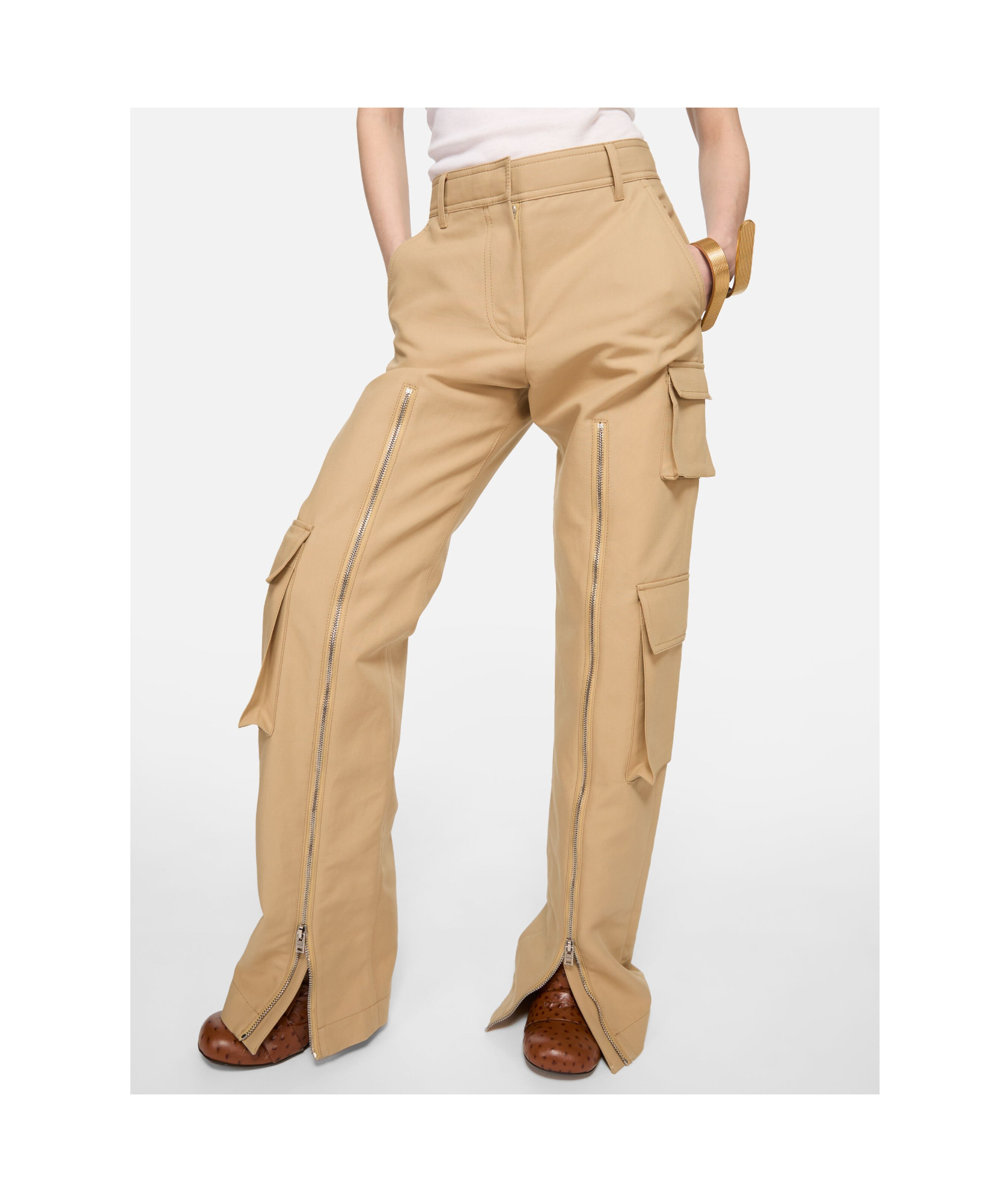 Acne Studios Zip-detail Cargo Trousers In Neutral
