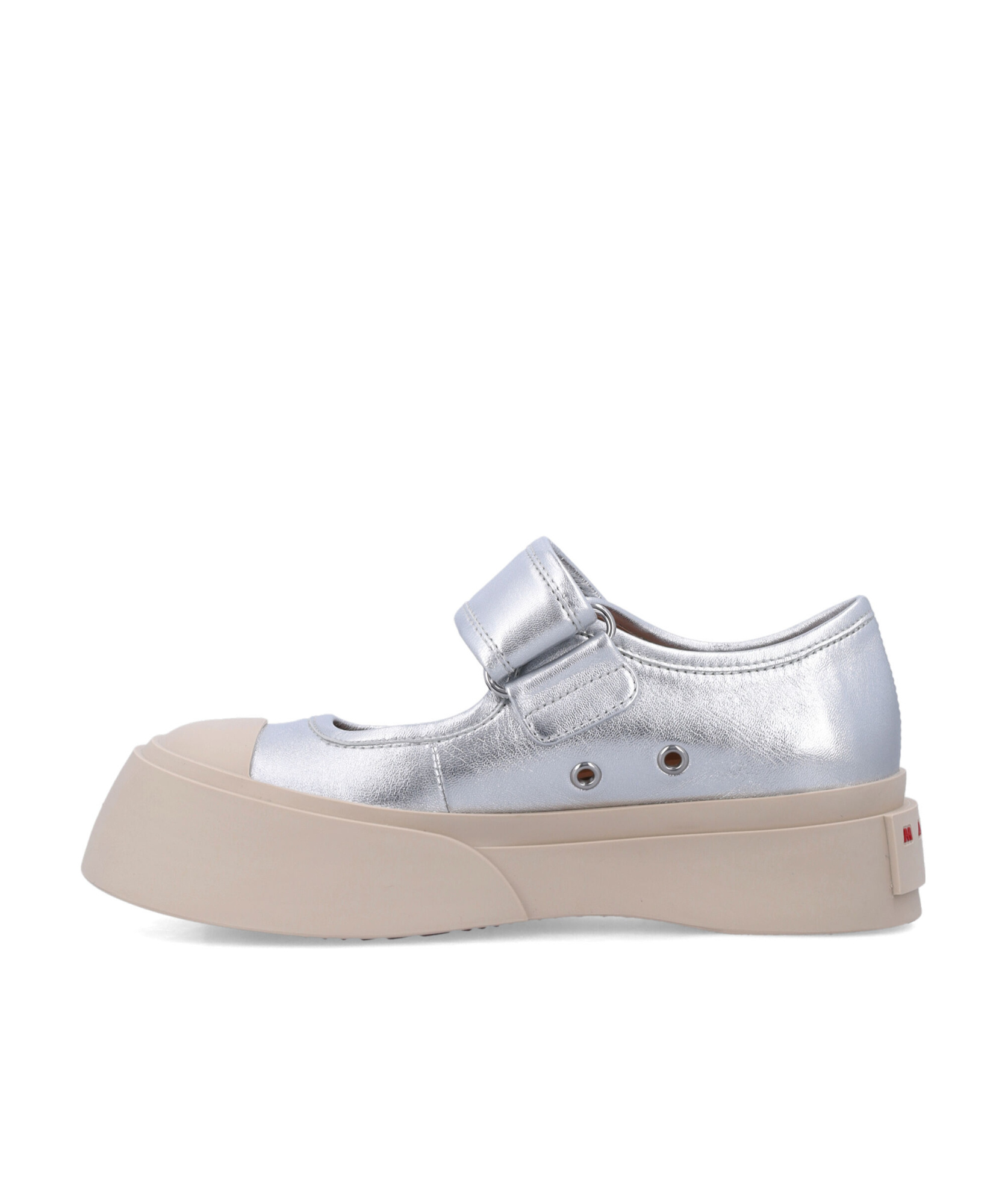Marni Mary Jane Metallic Wrinkled Sneakers In Nude
