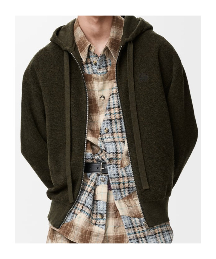 Loewe Wool-blend Terry Anagram Hoodie In Green