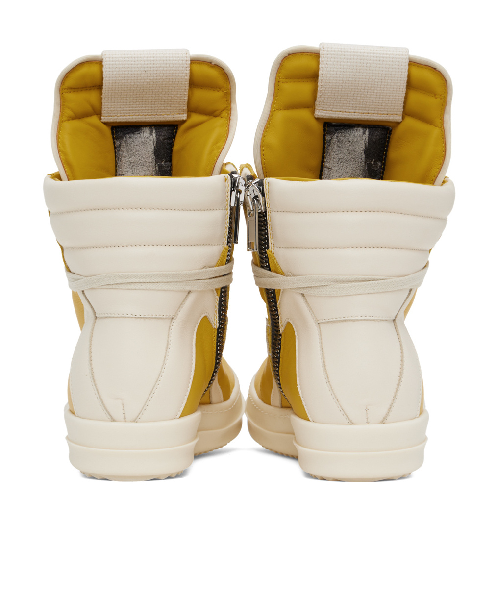 Rick Owens Yellow & White Porterville Geobasket Sneakers