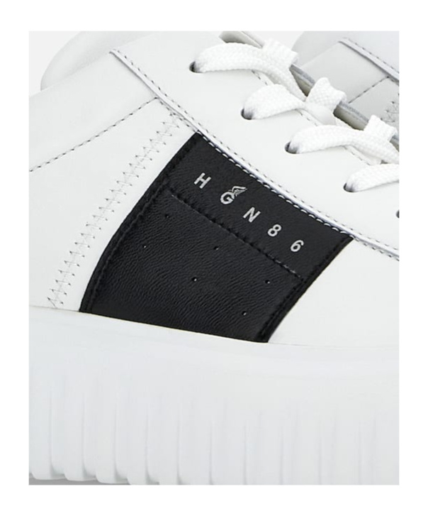Hogan Panelled Design Calf Leather Sneakers With Chunky Sole In White