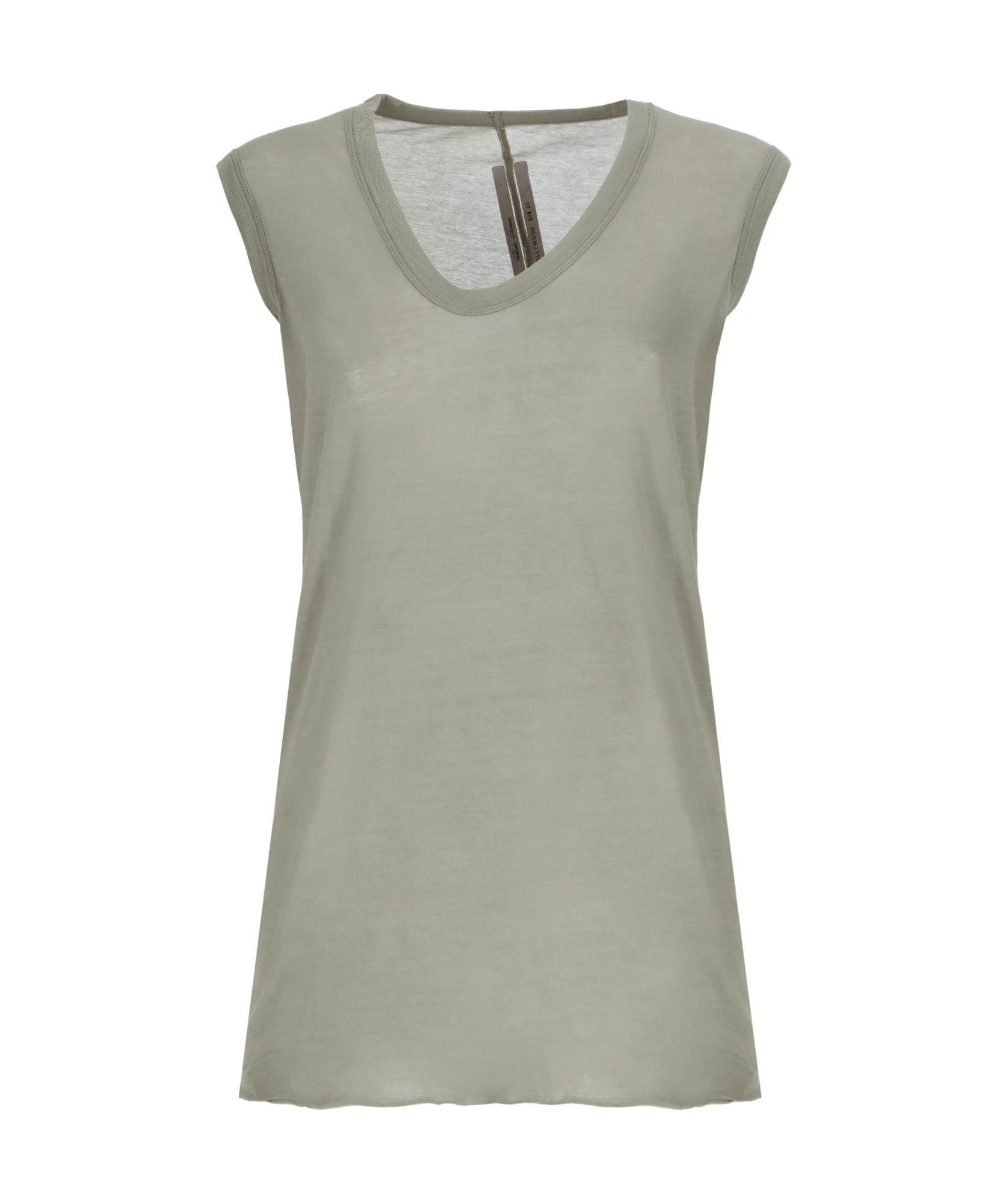 Rick Owens Cotton V-neck Sleeveless Top In Gray