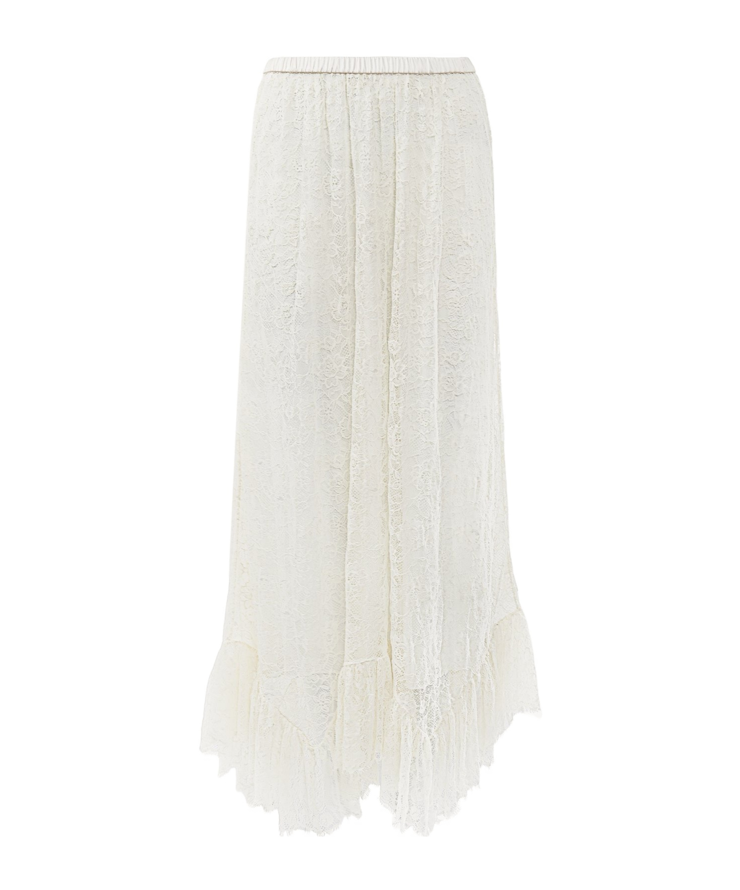 Chloé Floral Lace Jacquard Ruffle Midi Skirt In White