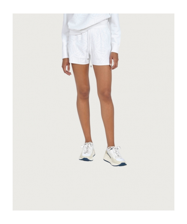 Ferragamo Gancini Pattern Drawstring Shorts In White