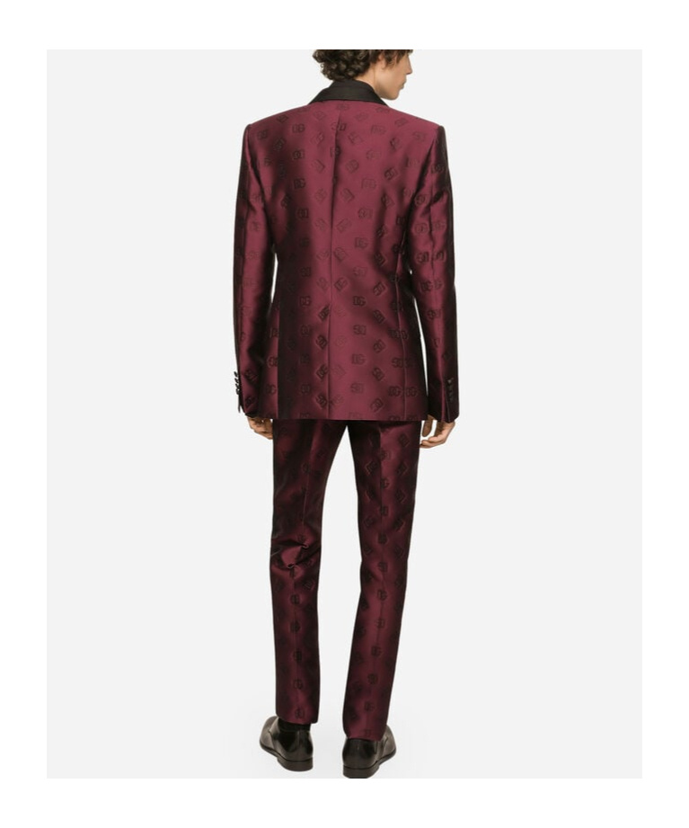 Dolce & Gabbana Monogram-jacquard Tuxedo Suit In Black