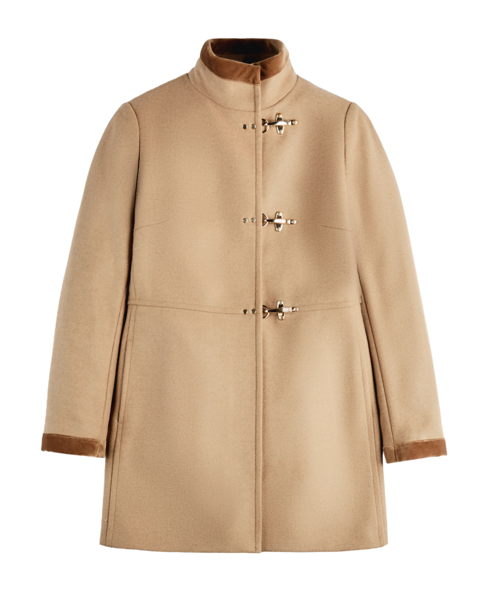 Fay Virginia Velvet-trimmed Coat In Brown