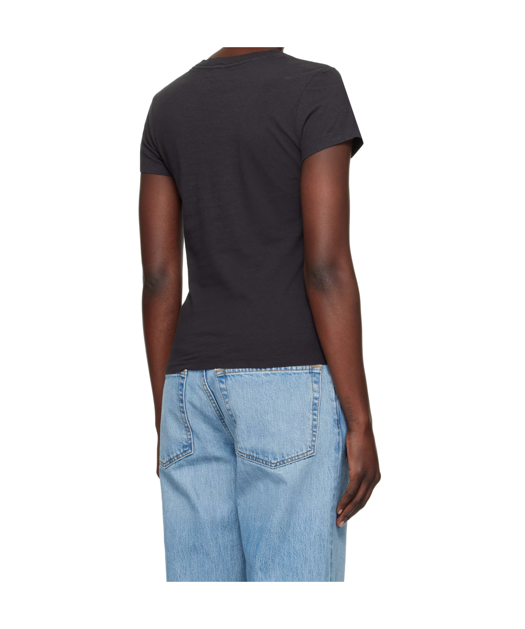 Re/done X Hanes Short-sleeved T-shirt In Washed Black