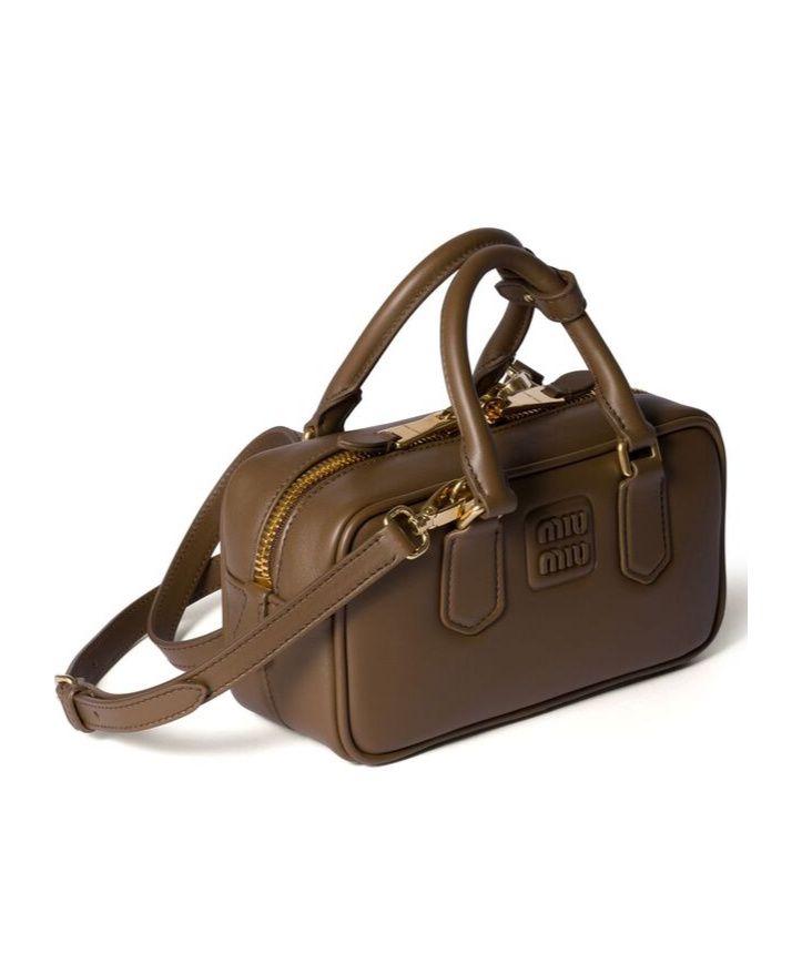 Miu Miu Arcadie Leather Bag In Brown
