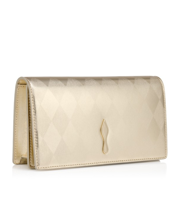 Christian Louboutin Bettina Patent Leather Clutch Bag In Brown