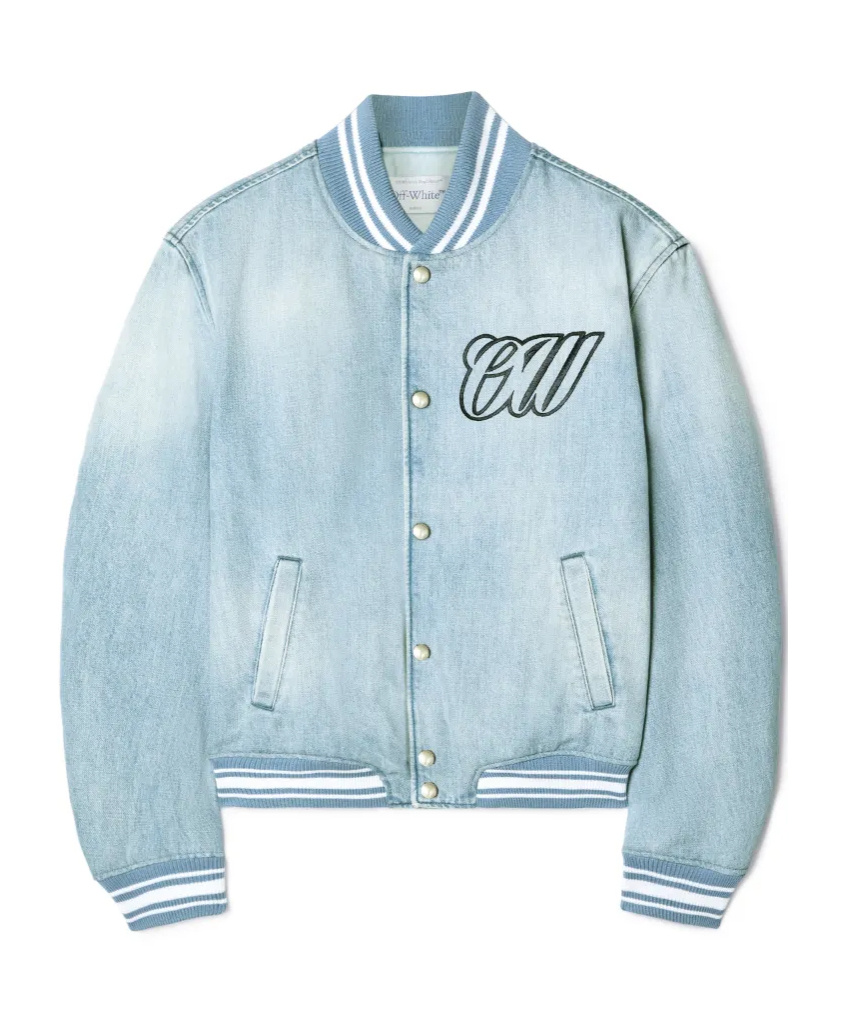 Off-white Denim Bomber Jacket In Blue