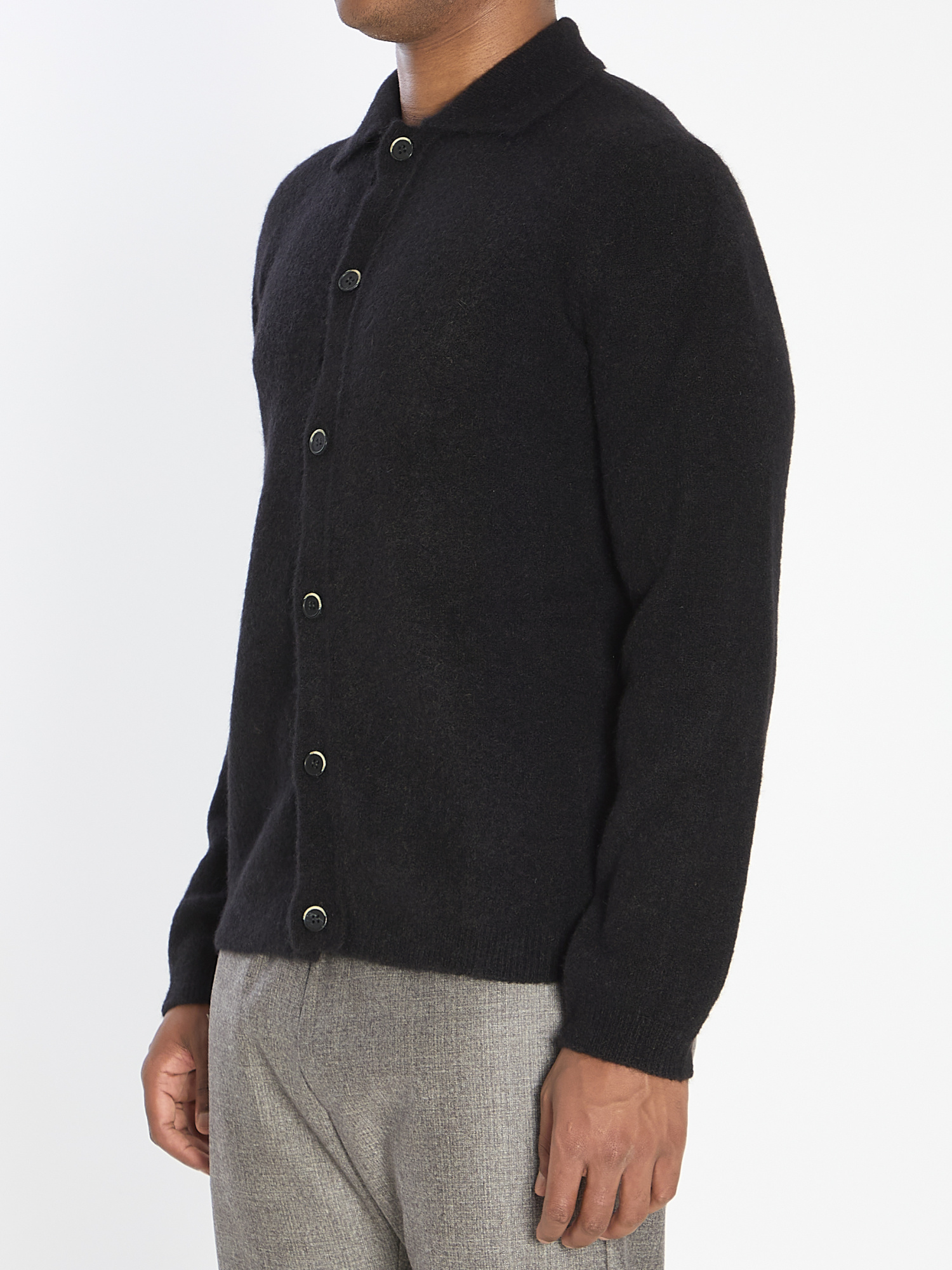 Barena Venezia Pointed-collar Knitted Cardigan In Black