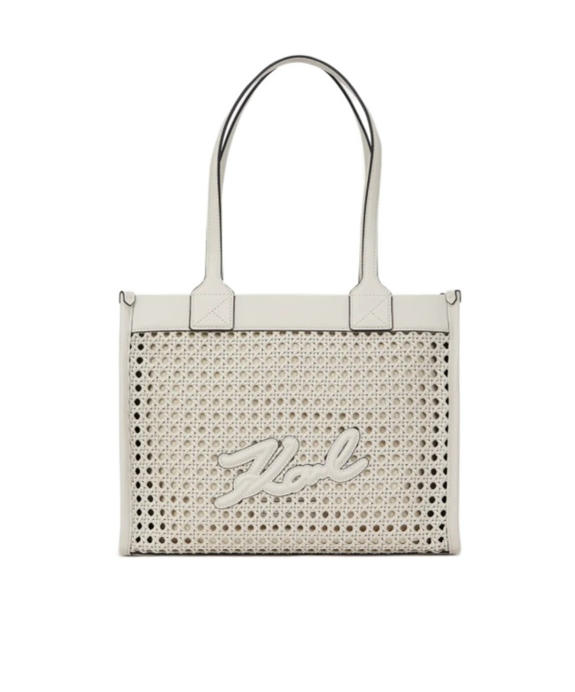 Karl Lagerfeld Woven Shoulder Bag In White