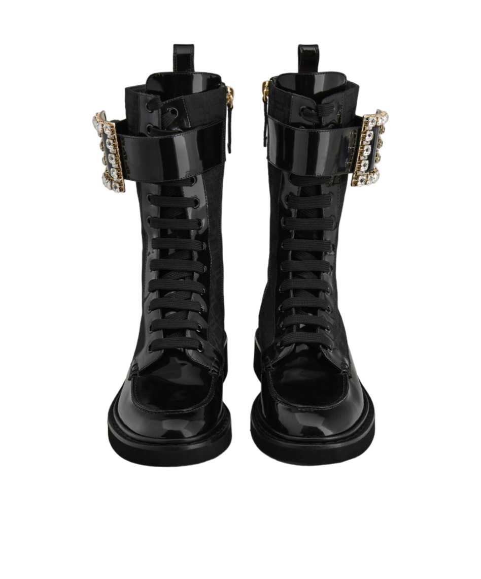 Shop Roger Vivier Viv Rangers Logo Short Boots In Black