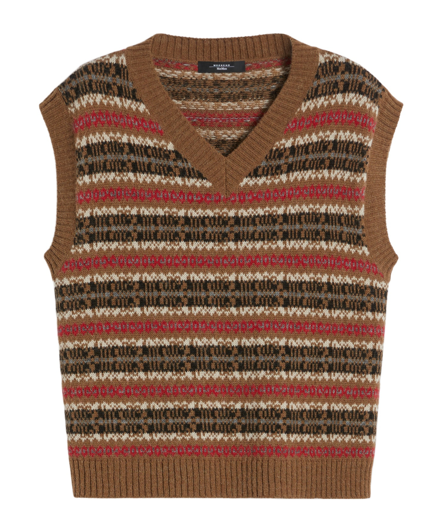 Weekend Max Mara Wool And Alpaca Jacquard Gilet In Brown