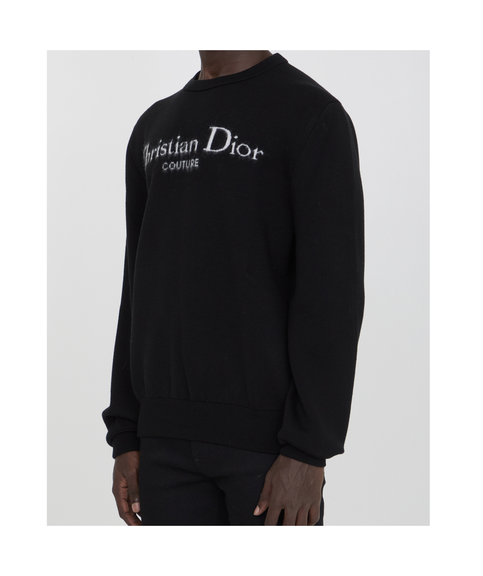 Dior Logo Long-sleeved Sweater In Black