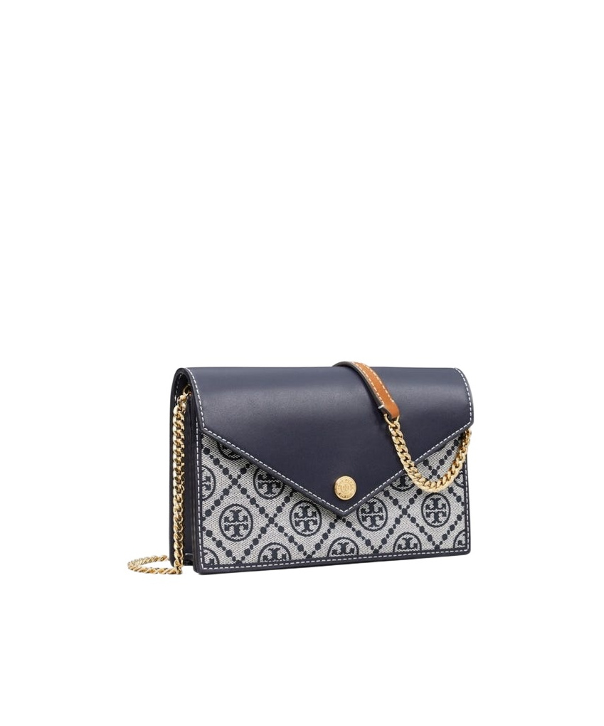 Tory Burch T Monogram Envelope Chain Wallet In Black