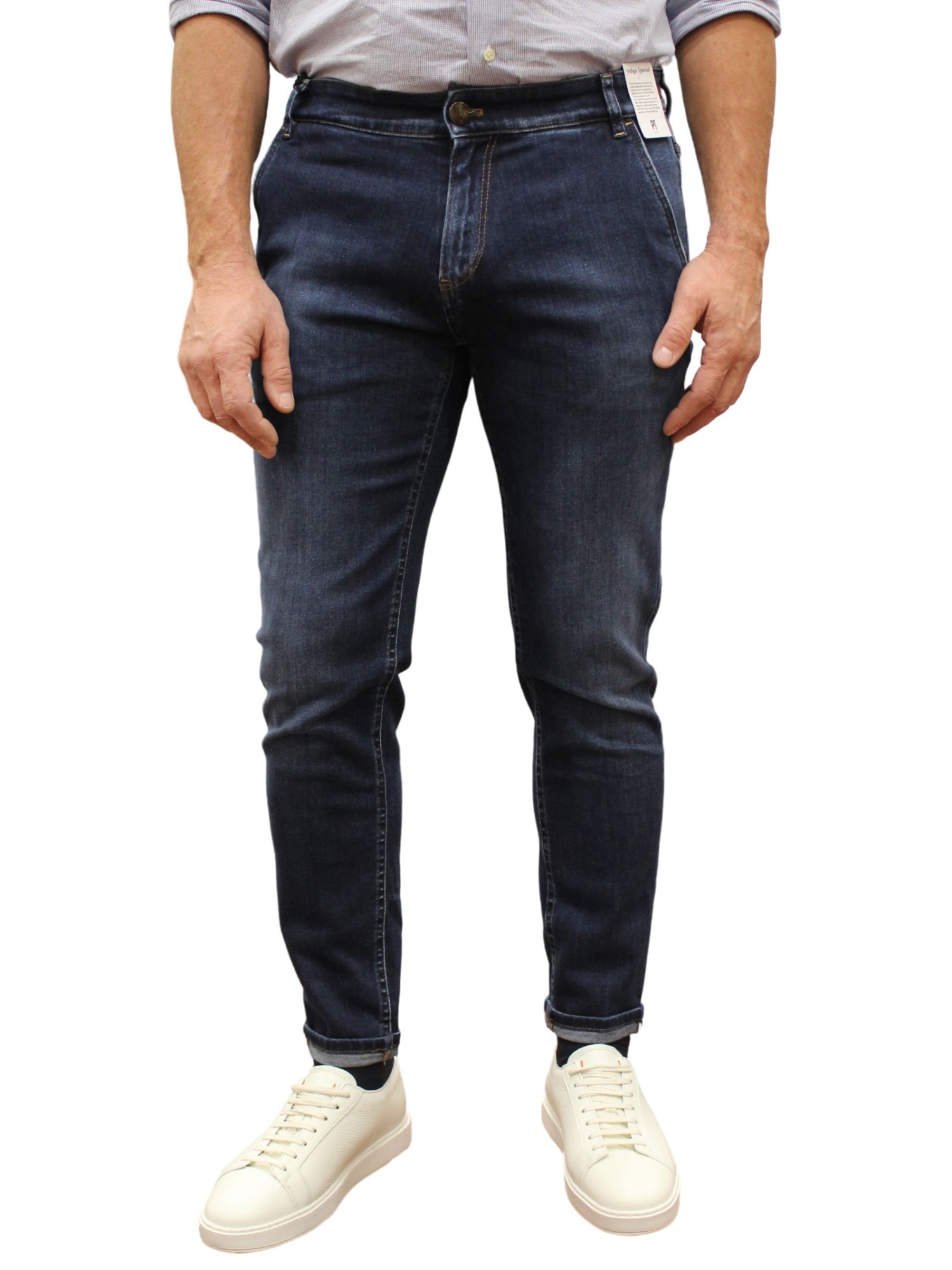 Pt01 Denim Trousers With Belt Loops In Blue