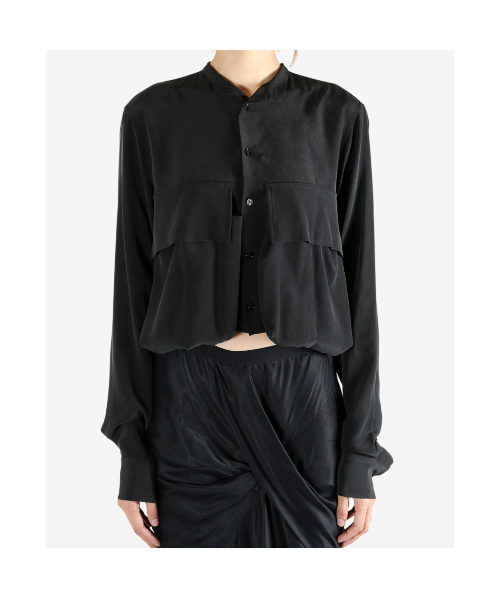 Ann Demeulemeester Karita Cargo Cropped Shirt In Black
