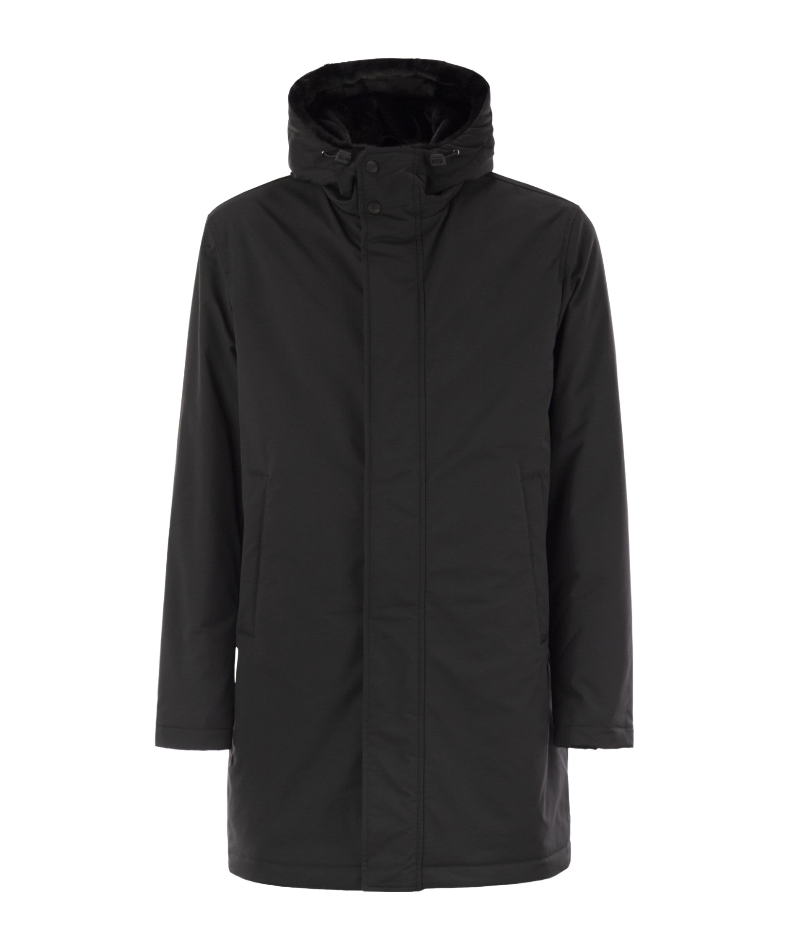 Herno Long Padded Coat With Knitted Collar Clothing In Black