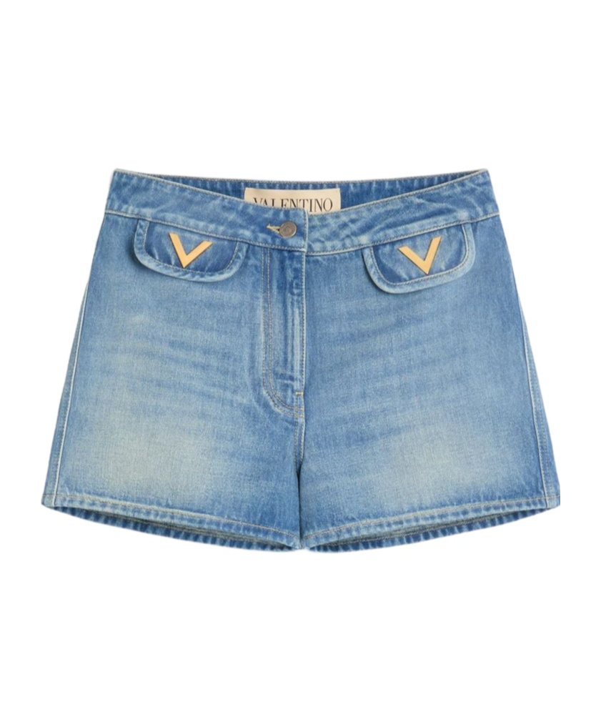 Valentino Denim Shorts In Blue