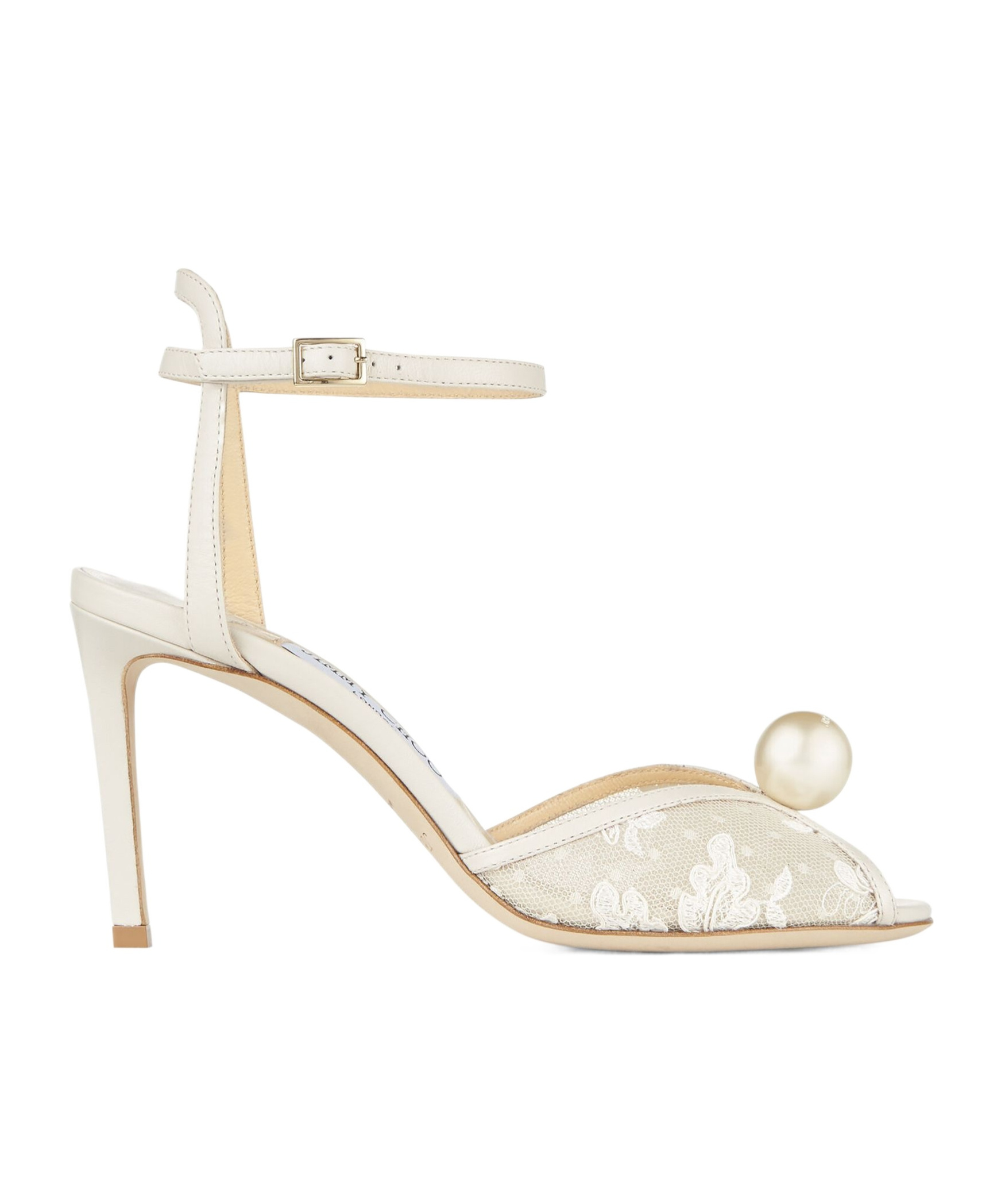 Shop Jimmy Choo Sacora 85 Lace High-heeled Sandals In White