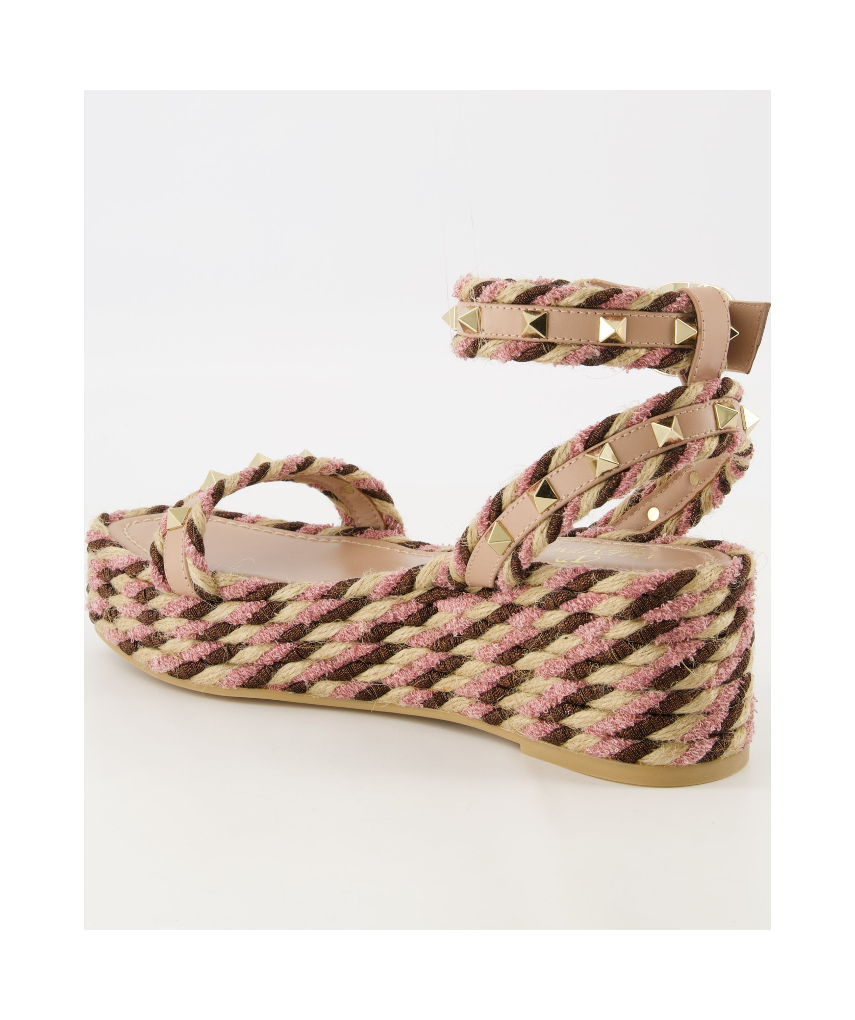 Valentino Rockstud 45 Leather Sandal In Nude