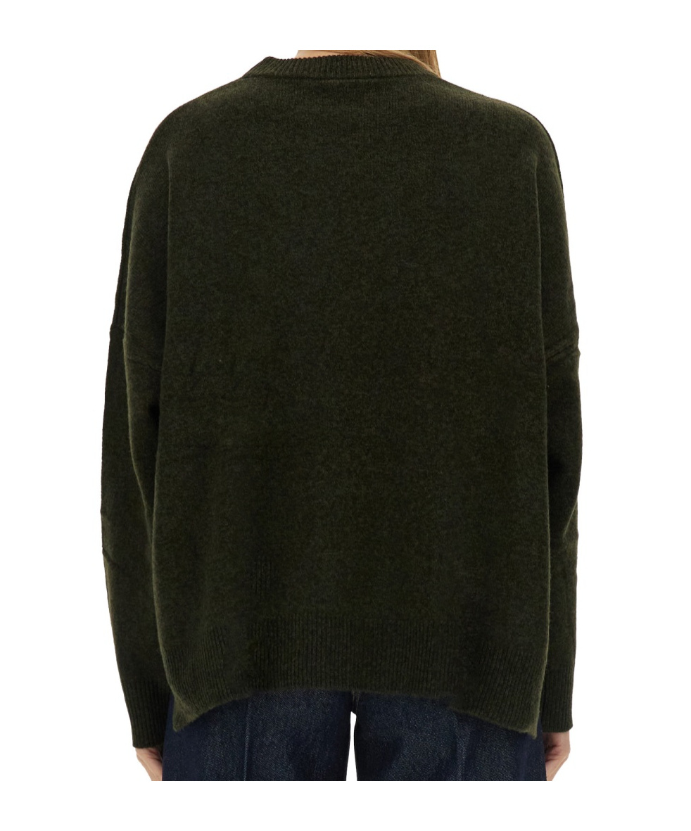 Aspesi Relaxed Fit Green Wool Jersey Sweater In Green