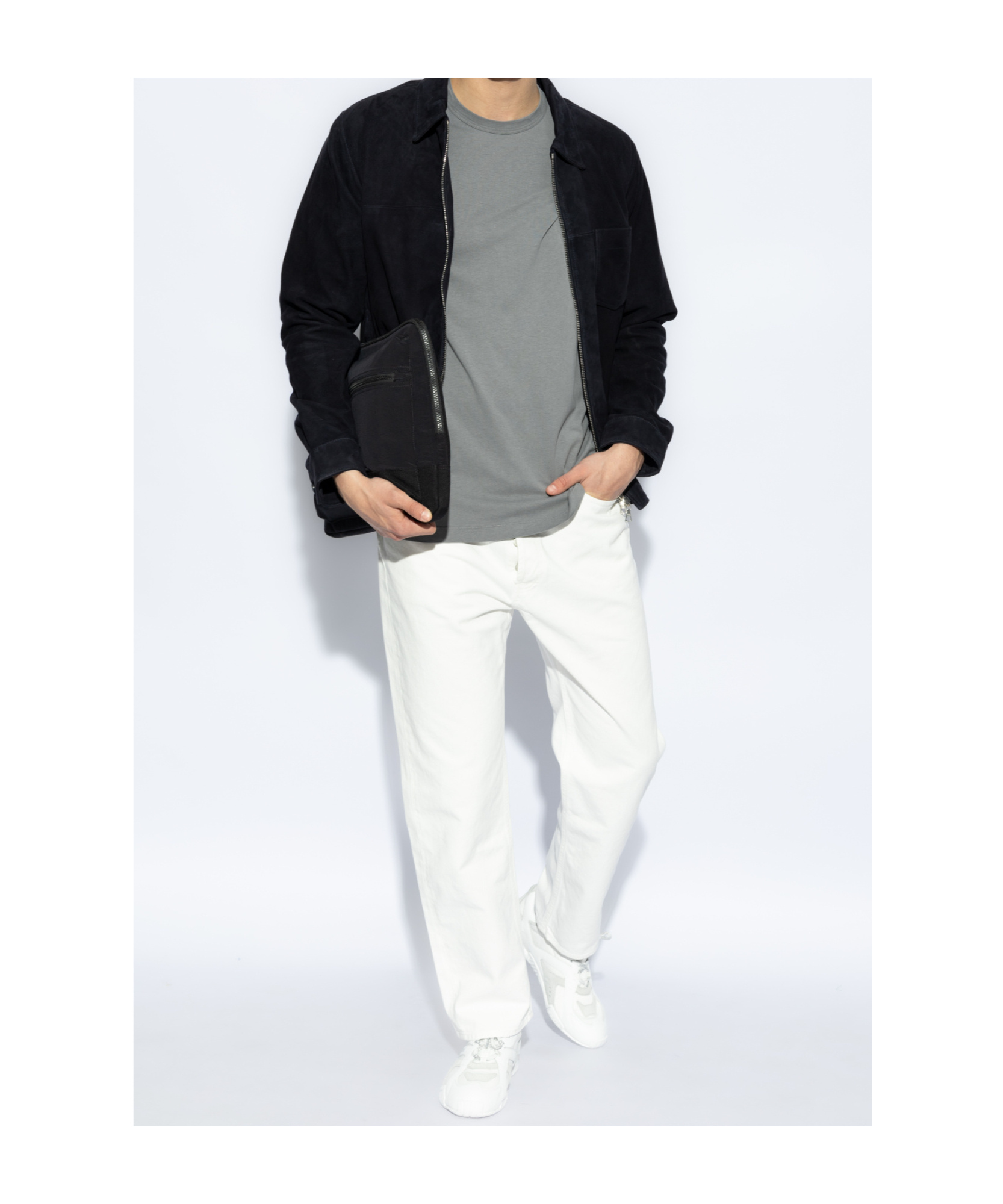 OFFICINE GENERALE OPEN-NECKED BLACK SHIRT