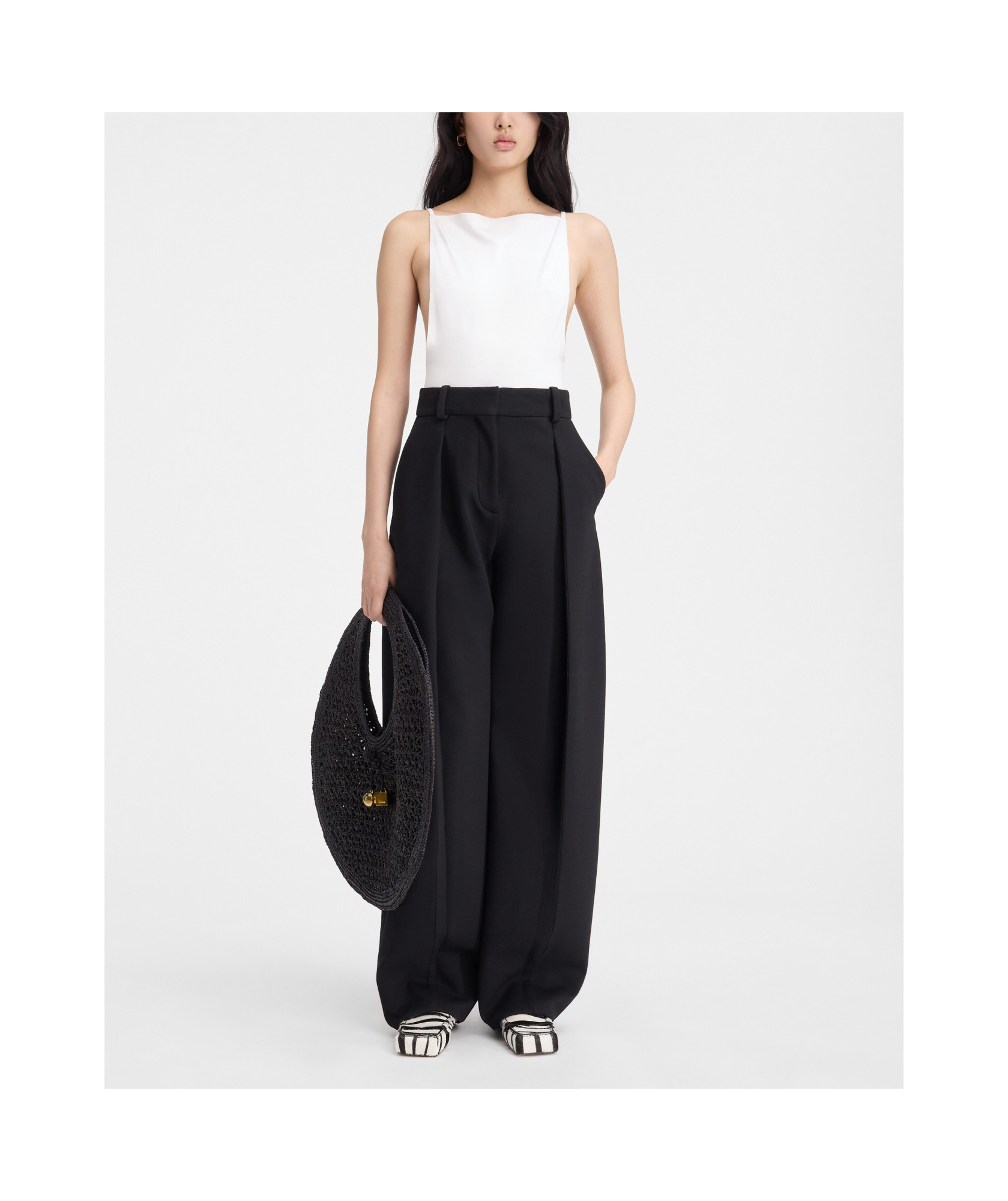 Jacquemus Le Pantalon Paseo Tech Wide Pants In Black