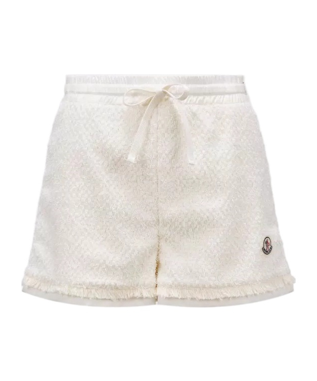 Shop Moncler Tweed Shorts In White
