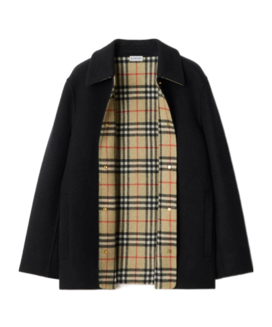 Burberry Wool Overshirt In Black
