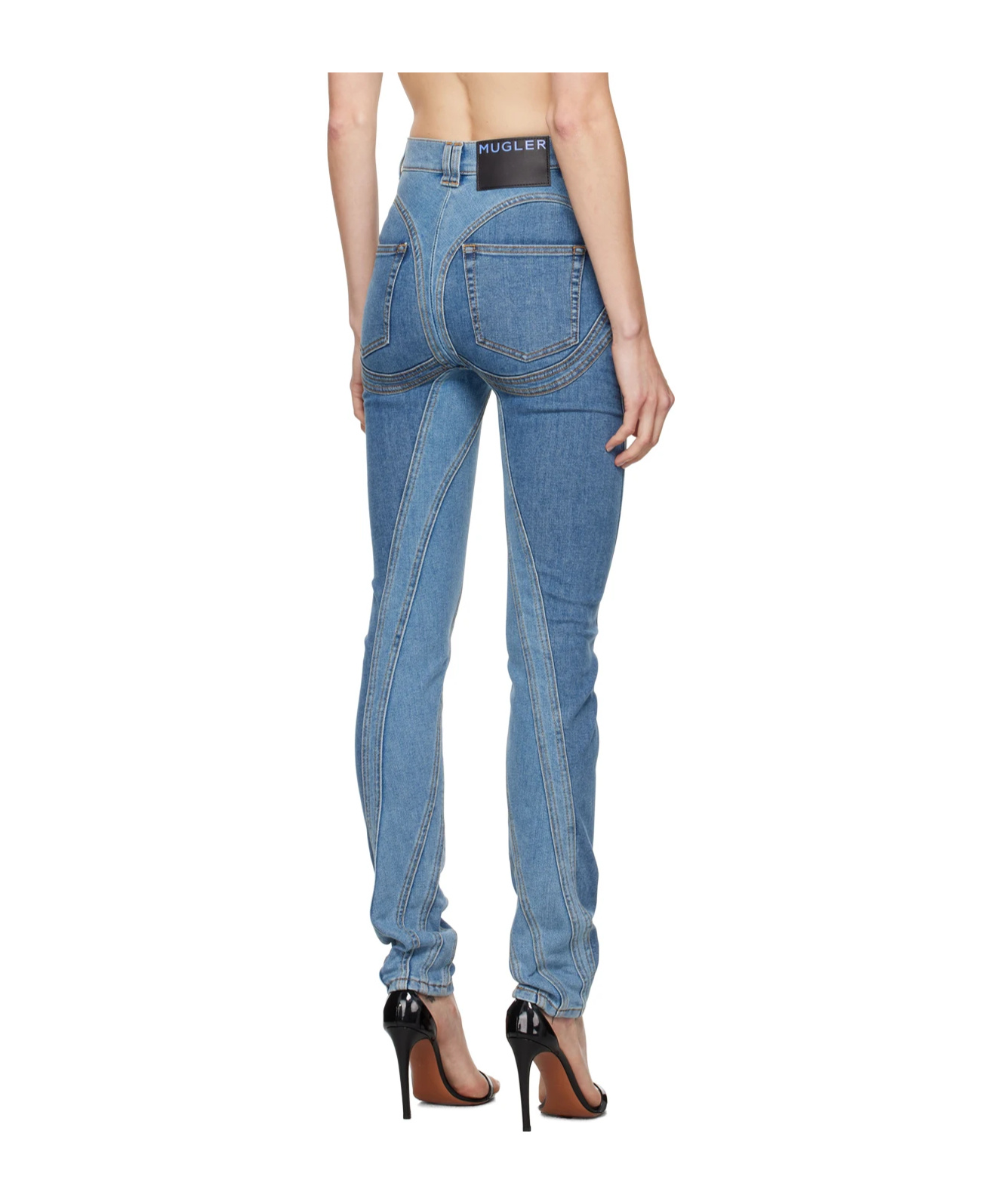 Mugler Belt-loop Jeans In Blue