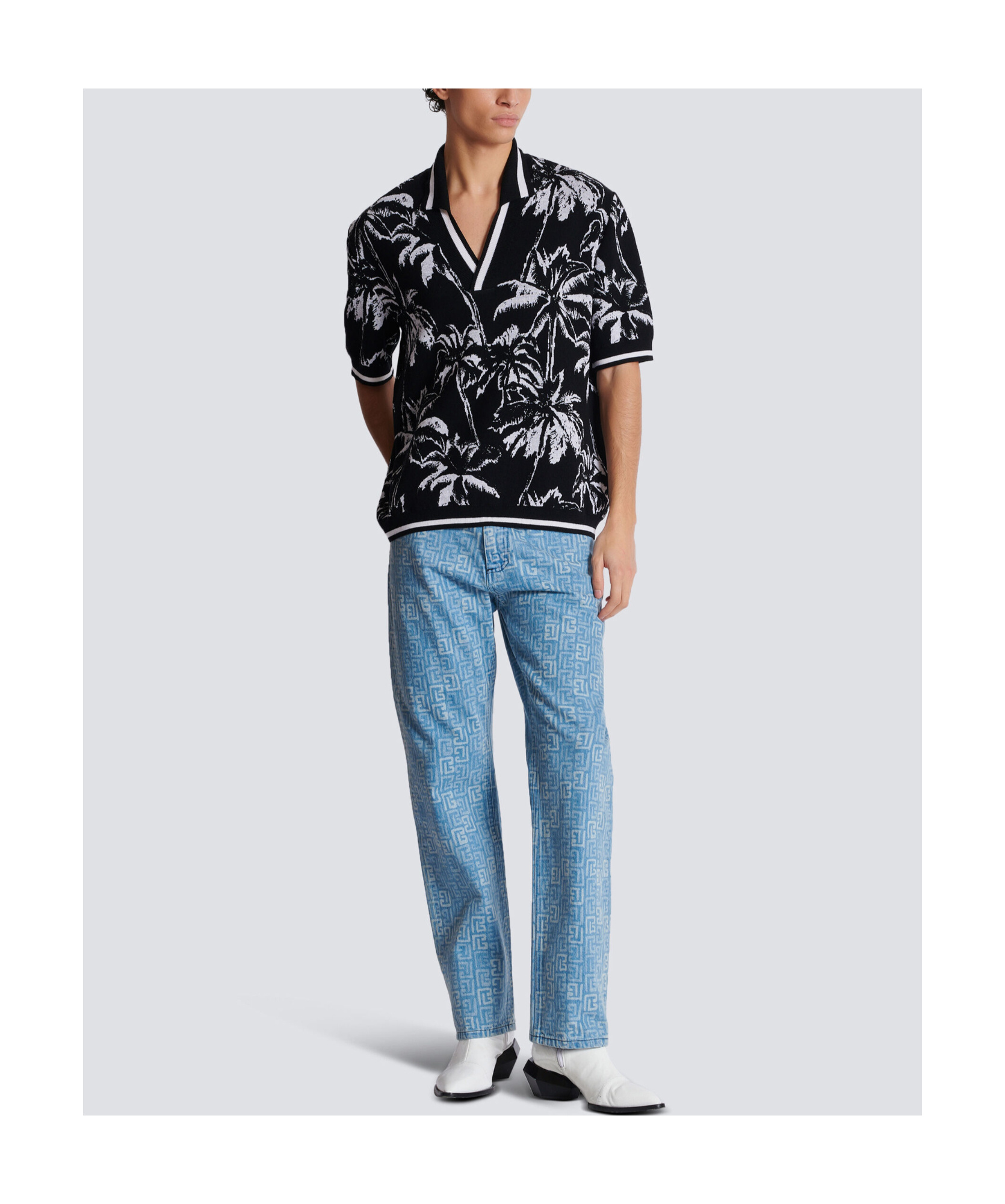Balmain Rib Short-sleeved Sweater In Black