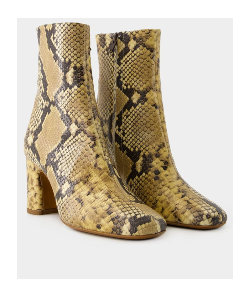 Rouje Celeste Ankle Boots - Leather - Natural Python In Green