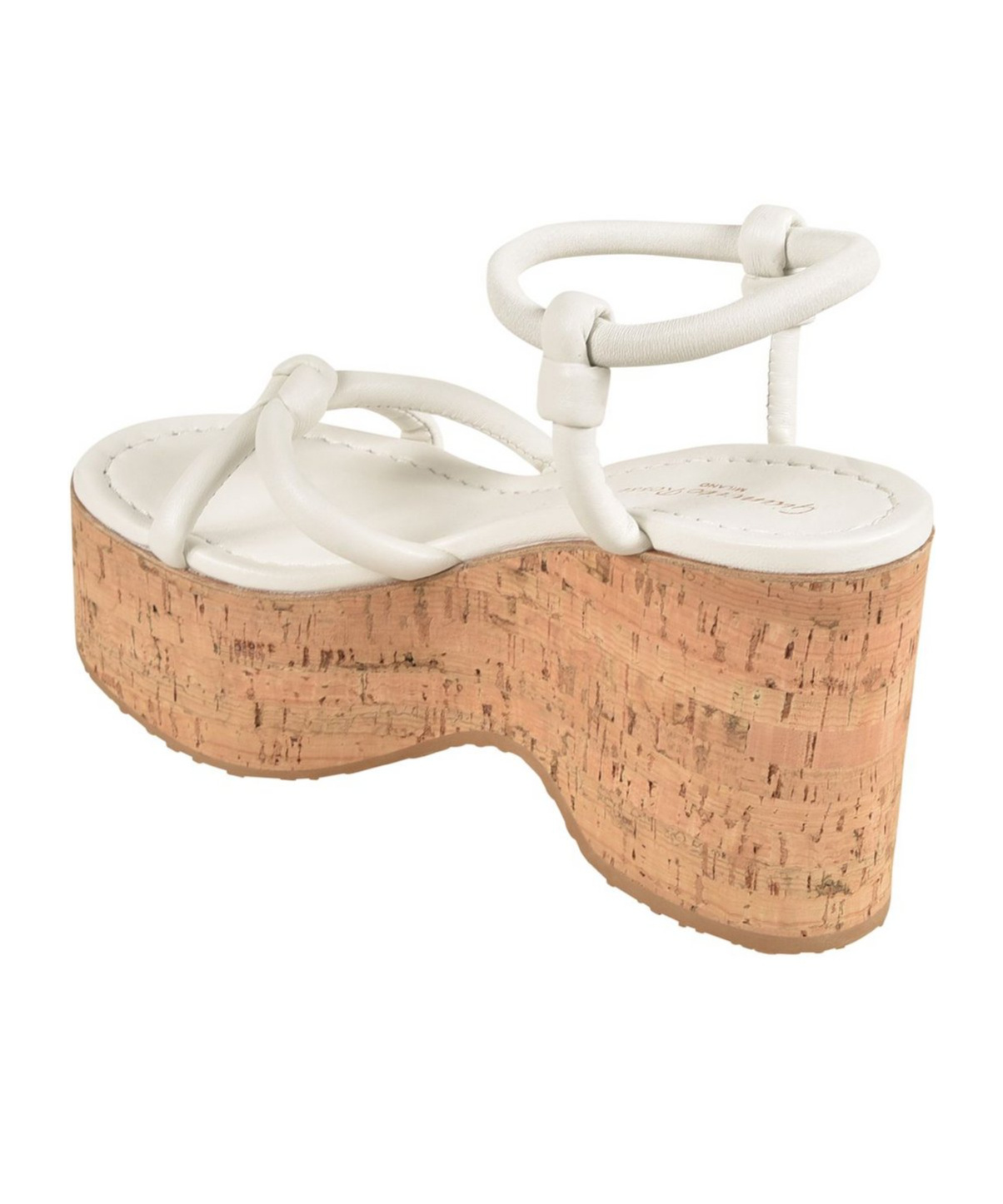 Gianvito Rossi Knotted Leather Ankle-strap Platform Sandals In White