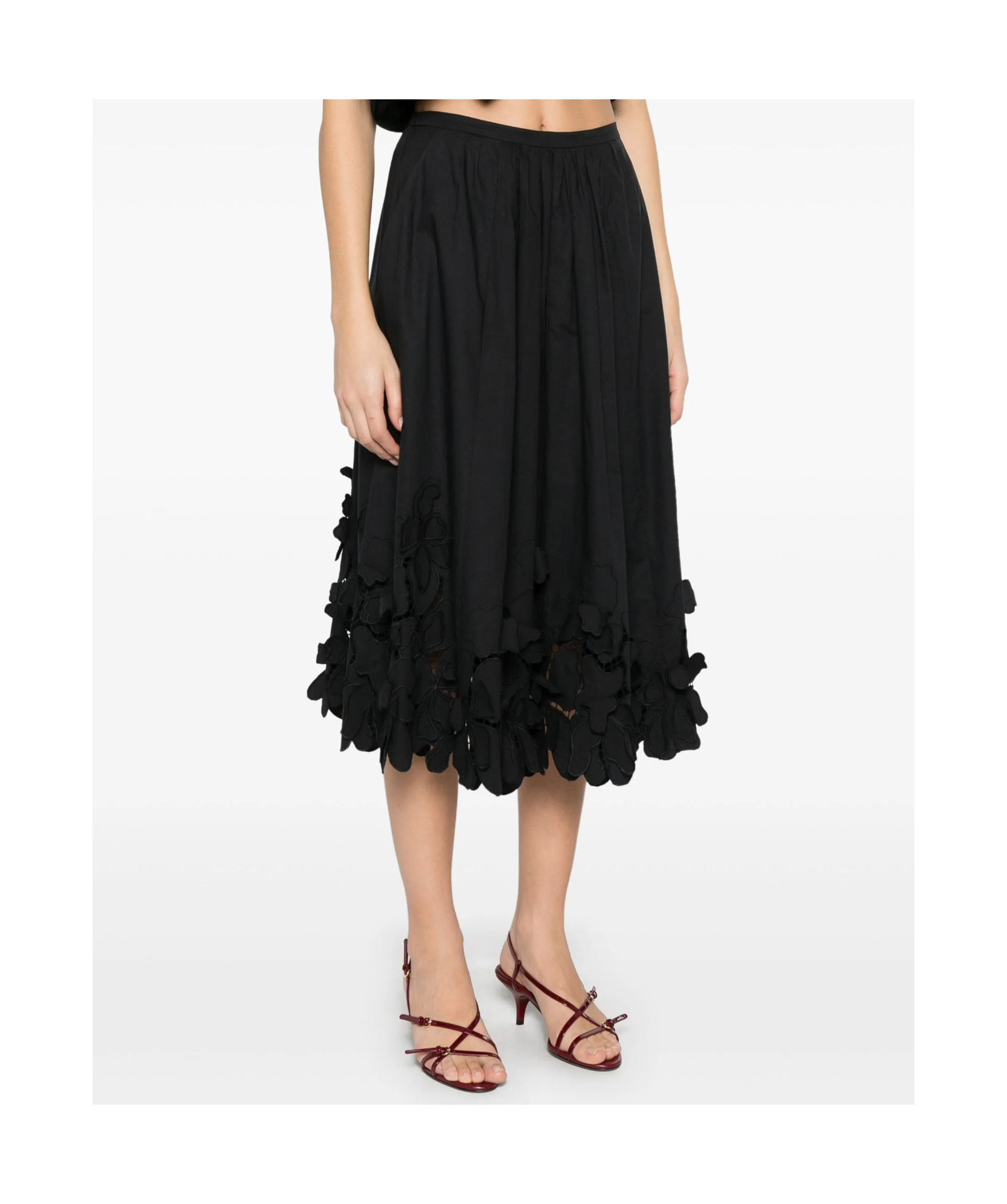 Shop Forte Forte Floral-appliqué Midi Skirt