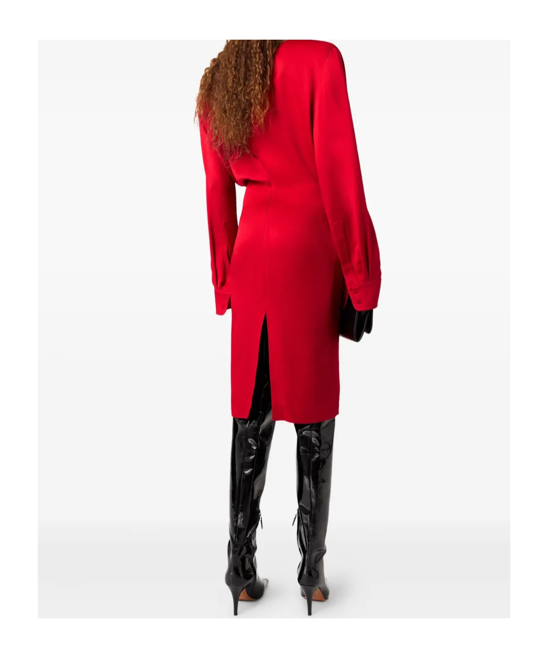 Stella Mccartney Midi Dress With Ring Neckline And Long Sleeves In Red