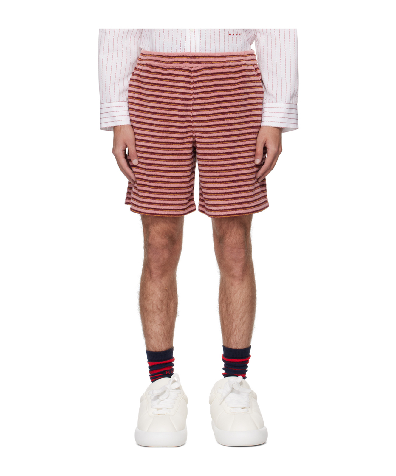Marni Pink Striped Shorts In Pink