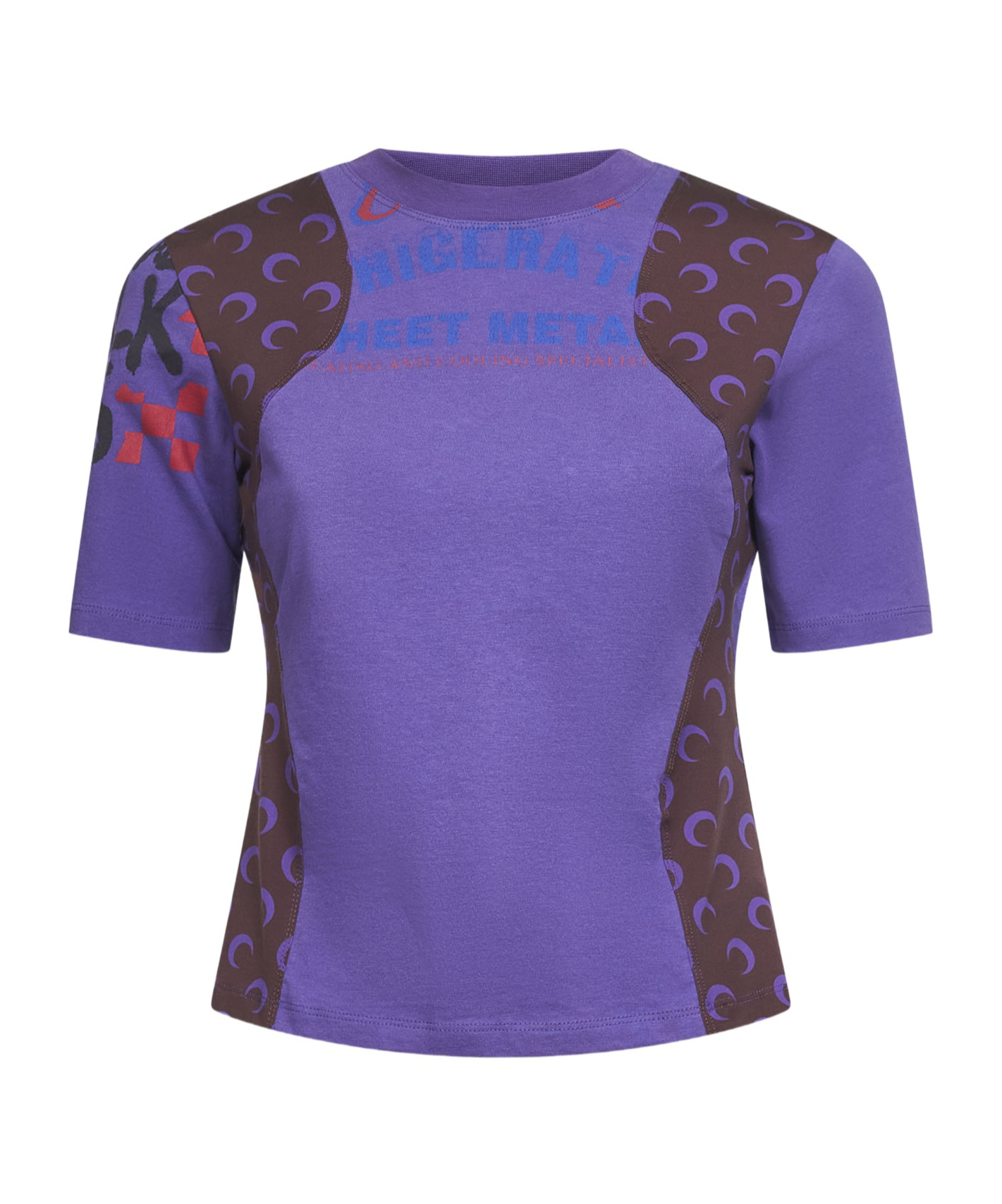 Marine Serre Violet Jersey Regenerated Graphic Baby-fit T-shirt In Purple