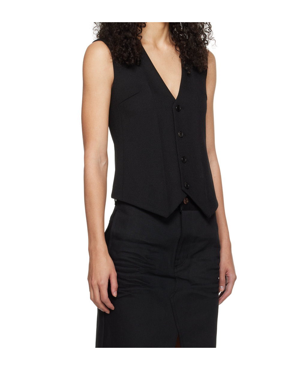We11 Done Black Single-breasted Vest In Black