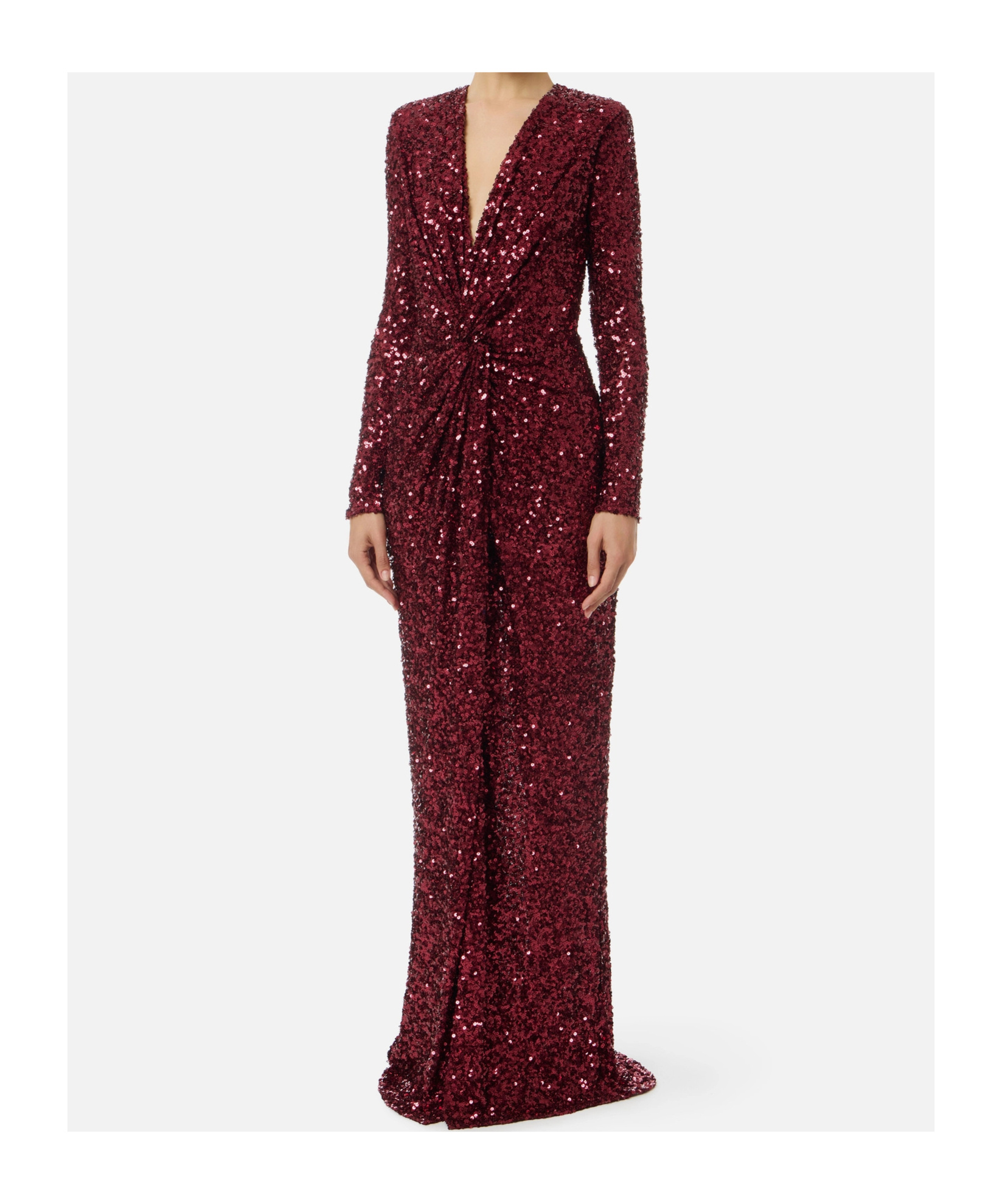 Elisabetta Franchi Red Carpet Dress In Sequins In Brown