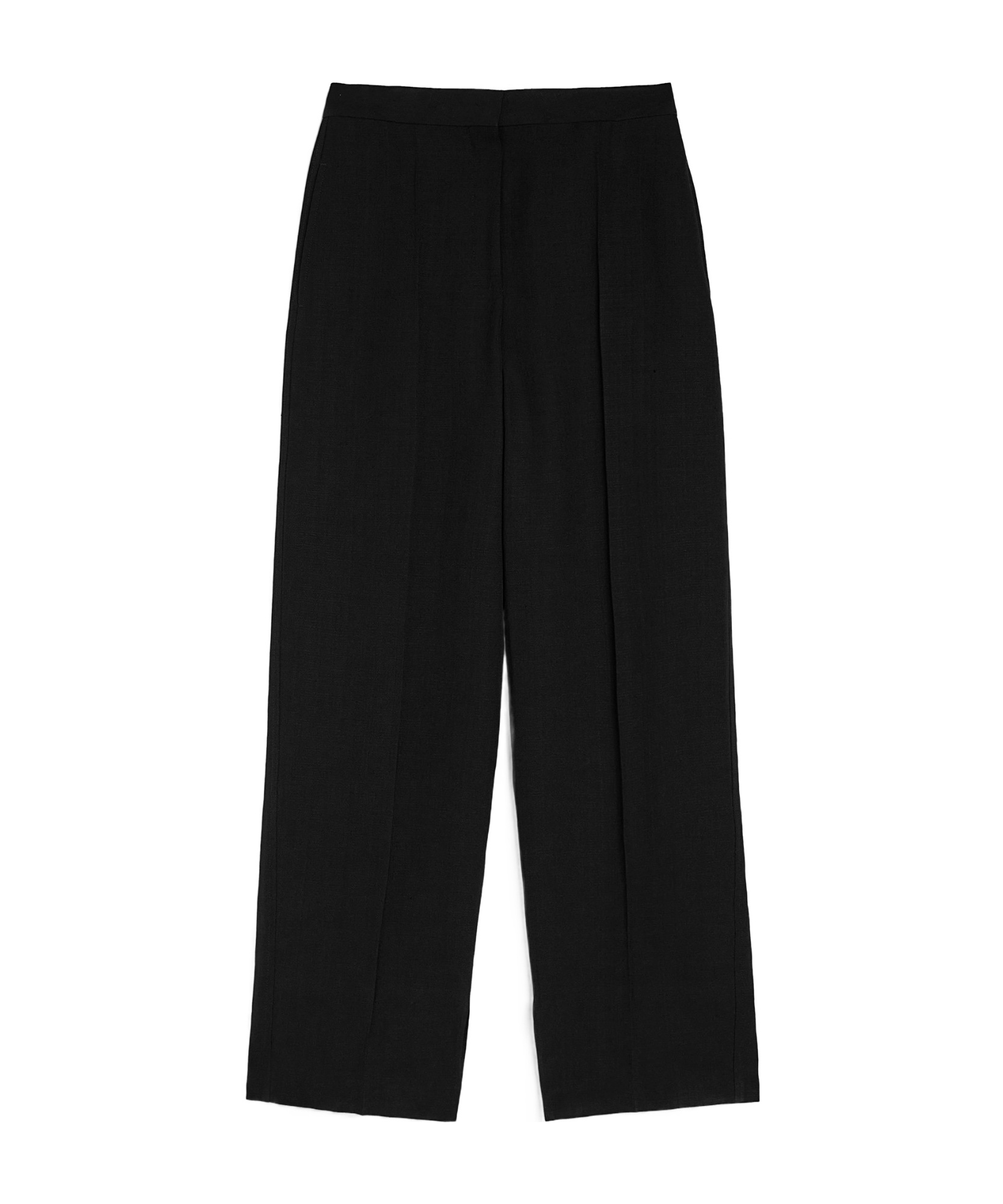 Jil Sander Long Relaxed Wide Leg Pleated Pant In Black