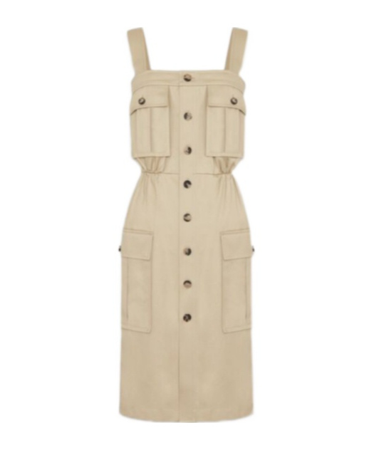 Saint Laurent Women's Casual Style Sleeveless Cotton Medium Dress In Nude